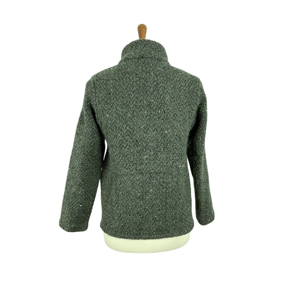 Branigan Weavers Sz S 100% Wool Full Zip Cardigan Ireland Green Pockets - Picture 3 of 11